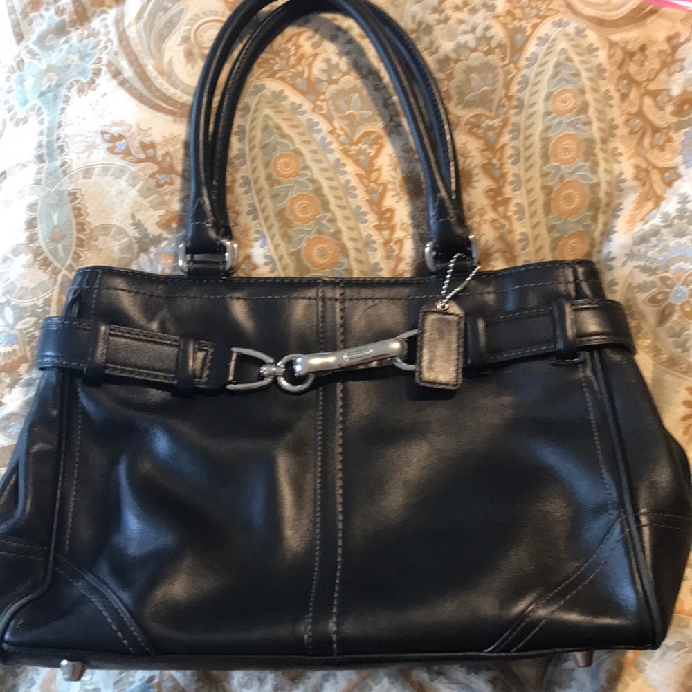 Authentic black leather COACH bag